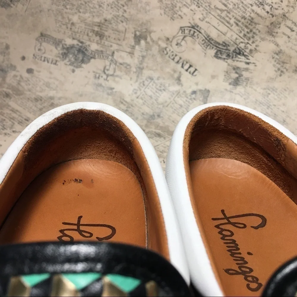 Flamingos Coconut Metallic Platform Sneakers Leather Made Spain Slip On